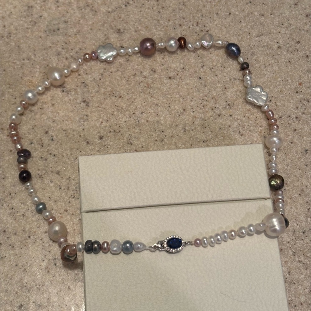 Fancy Baroque Bold Multicolor Freshwater Pearl Necklace W/ Sterling Clasp 18”